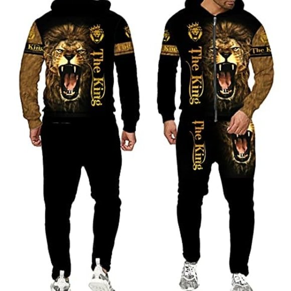 Mens Loin Leo Graphic Track Suit Hoodie Set - Picture 1 of 5
